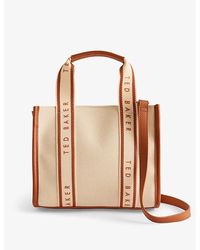 Ted Baker - Georjea Branded-strap Cotton-canvas Tote Bag - Lyst