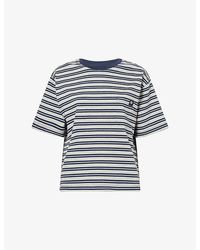 The Couture Club - Patch-Pocket Striped Cotton-Jersey T-Shirt - Lyst