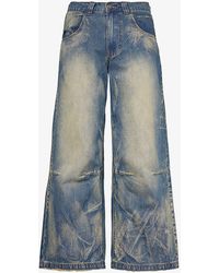 Jaded London - Colossus Wing-print Wide-leg Denim-blend Jeans - Lyst