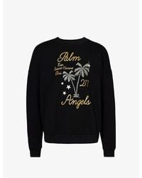 Palm Angels - Palm Over Paris Graphic-print Cotton-jersey Sweatshirt - Lyst