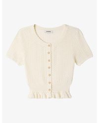 Sandro - Pointelle Round-Neck Stretch-Knit Cardigan - Lyst