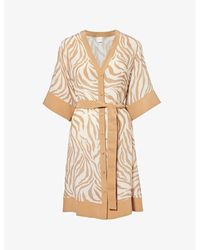 Max Mara - Ostenda Zebra-pattern Silk Mini Dress - Lyst