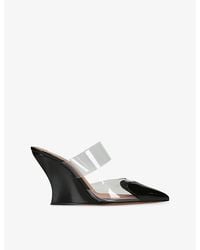 Alaïa - Le Coeur 90 Patent-Leather And Pvc Wedge Mules - Lyst