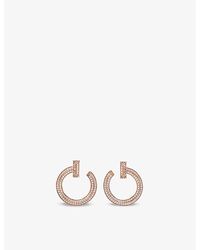 Tiffany & Co. - T1 18ct Rose-gold And 0.48ct Diamond Earrings - Lyst