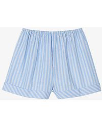 Sandro - Frilled-waistband Striped Cotton Shorts - Lyst
