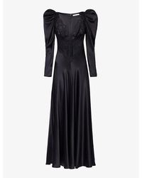 Rodarte - Lace-panel Puff-sleeve Silk Maxi Dress - Lyst