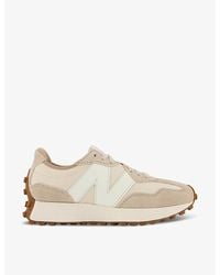 New Balance - 327 Logo-Embroidered Suede And Woven Low-Top Trainers - Lyst