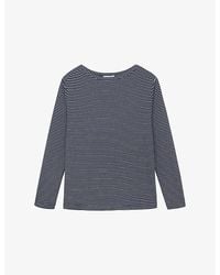 The White Company - Slash-Neck Ribbed Modal And Cotton-Blend Top - Lyst