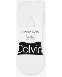 Calvin Klein - Ribbed-trim Branded Pack Of Two Cotton-blend Socks - Lyst