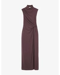 Reiss - Dylan Draped Stretch-Mesh Maxi Dress - Lyst