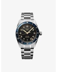 Longines - L3.802.4.60.6 Spirit Zulu Time Stainless-Steel And Ceramic Bezel 39Mm Automatic Watch - Lyst