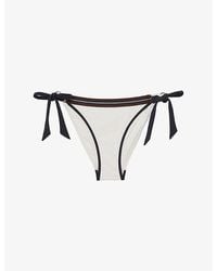 Reiss - Riva Colour-Block Side-Tie Stretch-Woven Bikini Bottoms - Lyst