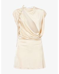 AYA MUSE - Nyra Asymmetric Satin Mini Dress - Lyst