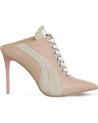 puma leather cat wedge mule