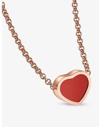 Chopard - Happy Hearts 18ct Rose-gold And Carnelian Pendant Necklace - Lyst