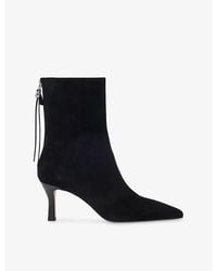 Maje - Zipped Heeled Suede Ankle Boots - Lyst