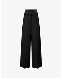Erdem - Double-Waistband Wide-Leg Wool Trousers - Lyst