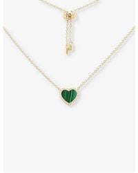 Apm Monaco - Malachite Mini Heart 18ct -plated Metal Alloy And Zirconia Pendant Necklace - Lyst