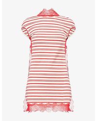 Christopher Esber - Stripe-Pattern Lace-Trim Cotton-Jersey Mini Dress - Lyst
