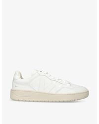 Veja - V90 Logo-Embroidered Low-Top Leather Trainers - Lyst