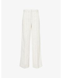 ME+EM - Leg Elongator Striped Tweed Linen And Cotton-Blend Trousers - Lyst