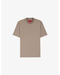 HUGO - Short-Sleeved Crewneck Cotton-Jersey T-Shirt - Lyst