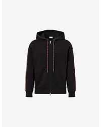 Moncler - Logo-Patch Striped Cotton Hoodie - Lyst