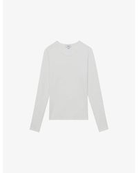Reiss - Jada Crewneck Long-Sleeve Stretch-Cotton T-Shirt - Lyst