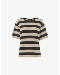 Whistles - Wide-Striped Short-Sleeve Cotton T-Shirt - Lyst