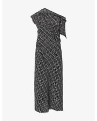 Erdem - Asymmetric Checked Cotton-Blend Maxi Dress - Lyst