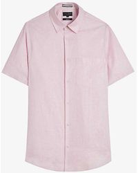 Ted Baker - Knigfrd Regular-fit Short-sleeve Linen-blend Shirt - Lyst