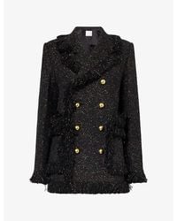 Sacai - Double-Breasted Tweed Wool-Blend Jacket - Lyst