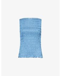 Amy Lynn - Sonya Shirred Sleeveless Chambray Top - Lyst