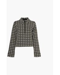 ME+EM - Deep Autumn Ol Houndstooth Zip-Front Long-Sleeve Woven Top - Lyst