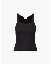 ADANOLA - Scoop-neck Ribbed Stretch-woven Top - Lyst