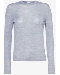 Saint Laurent - Round-neck Wool, Cashmere And Silk-blend Knitted Top - Lyst