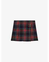 The Kooples - Buckle-Embellished Tartan Wool Mini Skirt - Lyst