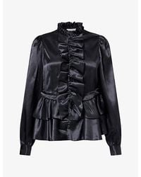 Noir Kei Ninomiya - Ruffled Peplum Satin Shirt - Lyst