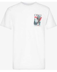 Obey - Future Tense Branded-print Cotton-jersey T-shirt - Lyst