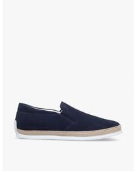Tod's - Suede Slip-On With Rafia Insert - Lyst