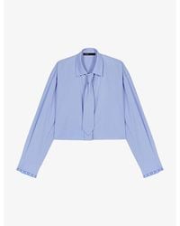 Maje - Detachable-Tie Long-Sleeved Stretch-Cotton Shirt - Lyst