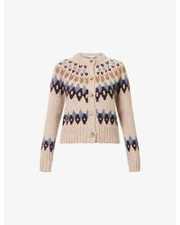 Veronica Beard - Christina Fairisle Round-Neck Wool-Blend Cardigan - Lyst