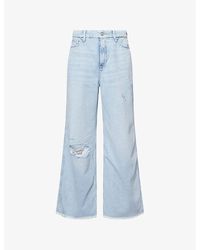 GOOD AMERICAN - Good Skate Crop Wide-Leg Cotton-Blend Jeans - Lyst