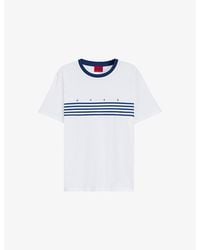 HUGO - Striped Brand-Print Cotton-Jersey T-Shirt - Lyst