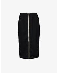 Rick Owens - Zip-Front Pillar Wool Midi Skirt - Lyst