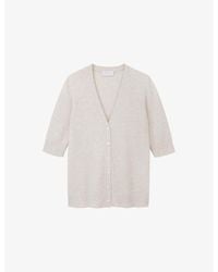 The White Company - V-Neck Short-Sleeve Wool And Cashmere-Blend Cardigan - Lyst