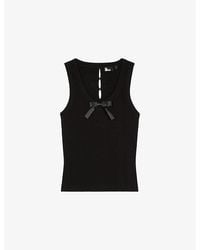 The Kooples - Bow-Embellished Round-Neck Woven Top - Lyst