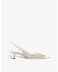 Jimmy Choo - Amita 45 Leather And Mesh Slingback Heels - Lyst