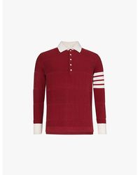 Thom Browne - Rugby Striped-Sleeve Relaxed-Fit Wool Polo Shirt - Lyst