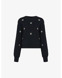 PAIGE - Ordenna Rhinestone-embellished Cotton-jersey Sweatshirt - Lyst